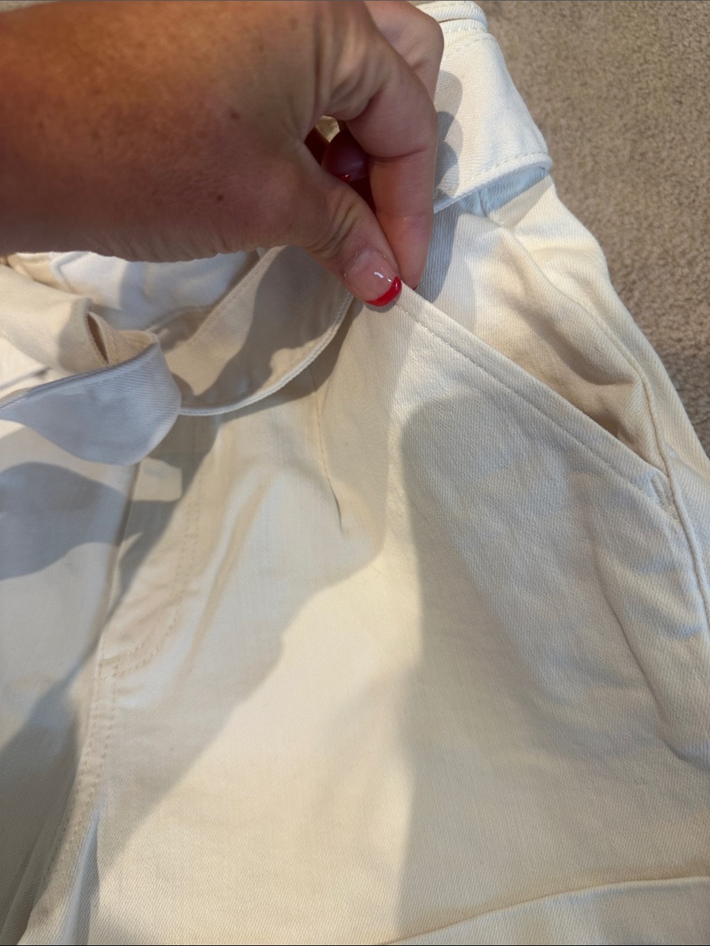 Express High-Waist Tie-Belt Shorts - Cream - Picture 4 of 6